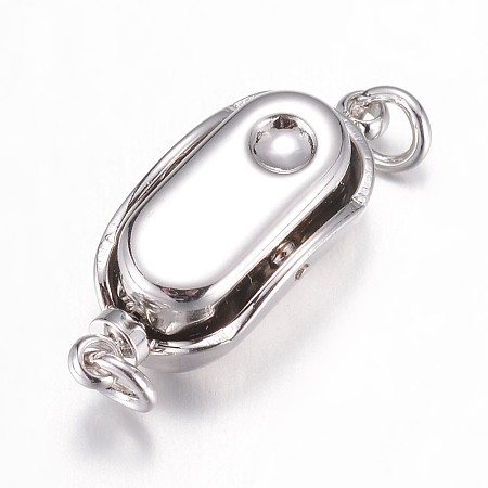 Honeyhandy 304 Stainless Steel Box Clasps, Stainless Steel Color, 20x8x7mm, Hole: 2.5mm, pin: 1.2mm