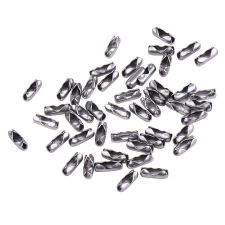 PandaHall Elite 50 Pcs 304 Stainless Steel Ball Chain Connectors Jewelry Necklace Clasps 9x3.5mm