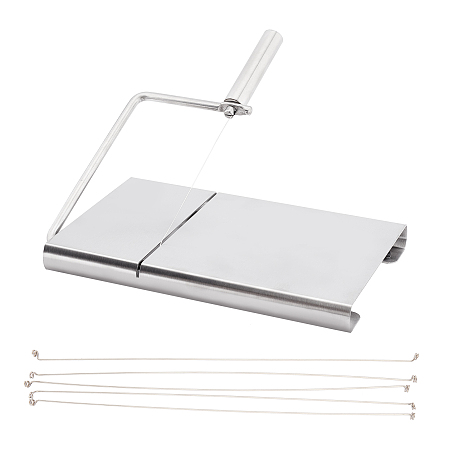 Stainless Steel Cheese Slicer, with Replaceable Stainless Steel Wires, Stainless Steel Color, 223x245x23mm, Stainless Steel Wires: 143x3x0.5mm