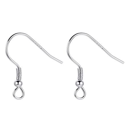 BENECREAT 10 Pairs 925 Sterling Silver Earring Hooks Ball Ear Wires Dangle Earring Findings French Hooks Ear Wire for DIY Jewelry Making(20x2.5mm)