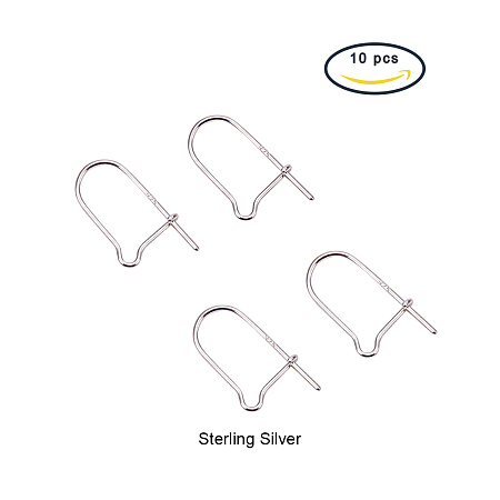 PandaHall Elite 925 Sterling Silver Earring Hoop Components Kidney Wires Hooks 16.2x9x0.6mm Lever Back Earrings 10pcs/bag