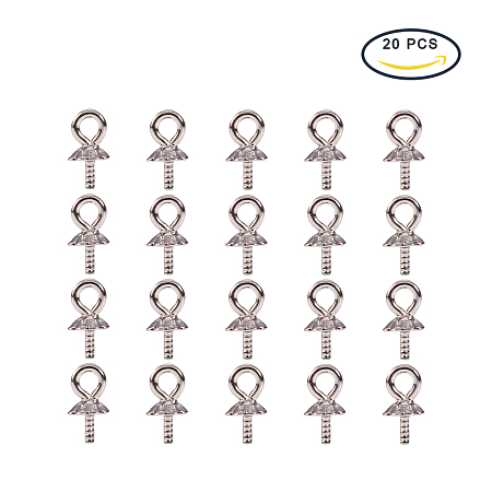 PandaHall Elite Length 5.5mm Sterling Silver Pendant Bails for Half-Drilled Bead Jewelry Making, about 20pcs/box