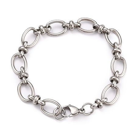 Honeyhandy 304 Stainless Steel Oval Link Chain Bracelets, with Lobster Claw Clasps, Stainless Steel Color, 8-1/8 inch(20.5cm)