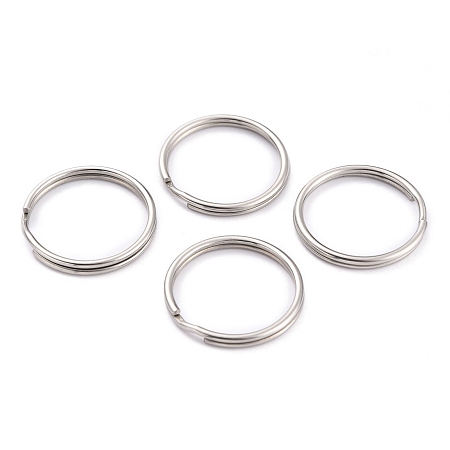 Honeyhandy 304 Stainless Steel Split Key Rings, Keychain Clasp Findings, Stainless Steel Color, 25x2.5mm, Inner Diameter: 22mm