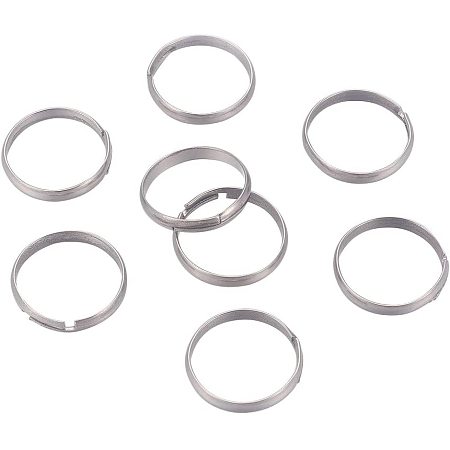 UNICRAFTALE 50pcs Size 7 Stainless Steel Finger Ring Settings Adjustable Finger Rings Silver Tone Circle Rings for Ring Making Components