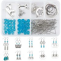 SUNNYCLUE 1 Box DIY 10 Pairs Silver Dog Dangle Earring Making Kit Blue Animal Earrings Alloy Dogs Paw Inspiration Words Charms Bulk Geometric Connectors for Women Earring Jewelry Making,Instructtion