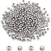 UNICRAFTALE About 200pcs 304 Stainless Steel Beads 5mm Round Spacer Charm Loose Metal Beads Tiny Smooth Beads for Necklaces Bracelets Jewelry Making 1.8mm Hole Stainless Steel Color