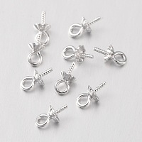 PandaHall Elite 925 Sterling Silver 5mm Eye Screwed Pins for Half Drilled Pearl Cup Bail Charm Pendant, about 20pcs/bag