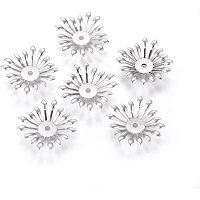 UNICRAFTALE 50pcs Multi-Petal Flower Bead Caps Stainless Steel Bead Caps Bead Cone Small Hole Cones End Caps for DIY Jewelry Making and Crafting 24x24x3mm, Hole 2mm