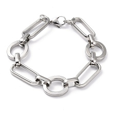 Honeyhandy 304 Stainless Steel Oval Link Chain Bracelets, with Lobster Claw Clasps, Stainless Steel Color, 8-1/4 inch(21cm)