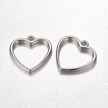 Honeyhandy CCB Plastic Charms, Heart, Platinum, 20x20x2.5mm, Hole: 1.5mm