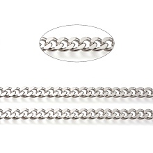 Honeyhandy Brass Cuban Link Chains, Chunky Curb Chains, Oval, Unwelded, Long-Lasting Plated, with Spool, Real Platinum Plated, Link: 7.5x9x2mm, about 16.4 Feet(5m)/roll