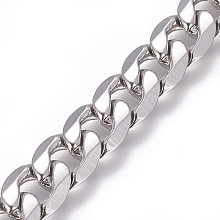 Honeyhandy 304 Stainless Steel Cuban Link Chains, Twisted Chains, Unwelded, Stainless Steel Color, 10mm, Links: 13.5x10x3mm