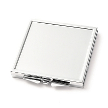 Honeyhandy DIY Stainless Iron Cosmetic Mirrors, for Epoxy Resin DIY, Square, Stainless Steel Color, 6.75x6.05x0.75cm, Hole: 1.6mm, Tray: 54x54mm