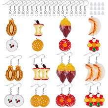 NBEADS 32 Sets Polymer Clay Charms, Imitation Food Polymer Clay Cabochons with Earring Hooks and Ear Nuts for Earring Makings