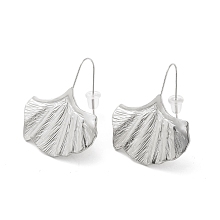 Honeyhandy 304 Stainless Steel Ginkgo Leaf Dangle Earrings for Women, Stainless Steel Color, 22x27.5x2mm, Pin: 0.5mm