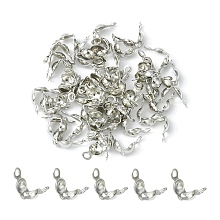 Honeyhandy Brass Bead Tips, Calotte Ends, Clamshell Knot Cover, Platinum, 7x4mm, Hole: 1mm, Inner Diameter: 3mm