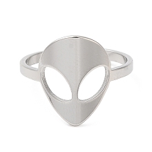 Honeyhandy 304 Stainless Steel Alien Face Adjustable Ring for Women, Stainless Steel Color, Inner Diameter: 16.6mm