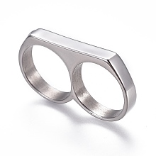 Honeyhandy 304 Stainless Steel Finger Rings, Double Rings, Stainless Steel Color, Size 7~12, 17~21.5mm