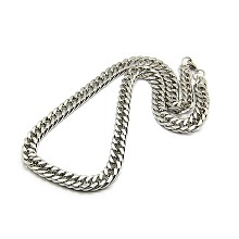 Honeyhandy Fashionable 304 Stainless Steel Cuban Link Chain Necklaces, with Lobster Claw Clasps, Faceted, Stainless Steel Color, 23 inch~24 inch(58.4~61cm)x12mm