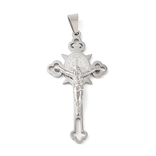 Honeyhandy Non-Tarnish 304 Stainless Steel Big Pendants, Crucifix Cross Charm, Stainless Steel Color, 56x28x6mm, Hole: 8x5mm