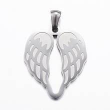 Honeyhandy 304 Stainless Steel Pendants, Wing, Stainless Steel Color, 26.5x22x1.5mm, Hole: 3x5mm