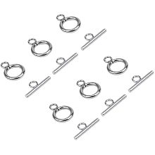 UNICRAFTALE 20 Sets 304 Stainless Steel Bar and Ring Toggle Clasps Jewelry Components End Clasps Toggle Clasps Connectors for Bracelet Necklace Jewelry Making