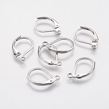 Honeyhandy 304 Stainless Steel Leverback Earring Findings, with Loop, Stainless Steel Color, 15x11x2mm, Hole: 1.5mm, Pin: 0.6mm