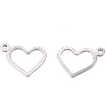 UNICRAFTABLE About 200pcs Stainless Steel Charms Open Heart Floating Pendants Hollow Charms for DIY Jewelry Bracelets Necklace Making 10x14x0.8mm, Hole 1mm