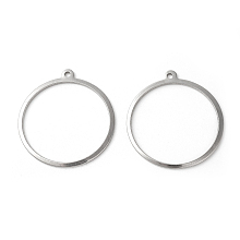 Honeyhandy 201 Stainless Steel Pendants, Ring, Stainless Steel Color, 27~27.5x25x0.7~1mm, Hole: 1.4mm