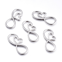 Honeyhandy 304 Stainless Steel Links connectors, Infinity with Heart, Stainless Steel Color, 18x40.5x2.5mm, Hole: 11.5~12x15mm