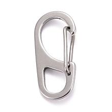 Honeyhandy 202 Stainless Steel Keychain Carabiner, Quick Release Snap Hook, Stainless Steel Color, 32.5x16.5x7mm, Hole: 8x10mm