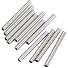 Pandahall Elite 500pcs 15mm Long Stainless Steel Tube Beads Straight Tube Charms Metal Smooth Finding Beads for Jewelry Crafts Making Findings