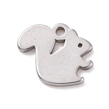 Honeyhandy 304 Stainless Steel Charms, Squirrel Charms, Stainless Steel Color, 8x9.5x1mm, Hole: 1mm