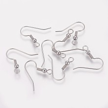 Honeyhandy 316 Surgical Stainless Steel Earring Hooks, Ear Wire, with Horizontal Loop, Stainless Steel Color, 20x21x3mm, Hole: 2mm, Pin:0.7mm