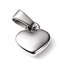 Honeyhandy 304 Stainless Steel charms, Puffed Heart, Stainless Steel Color, 10x9x3mm, Hole: 6x2.5mm