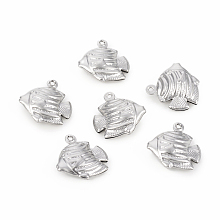 Honeyhandy 304 Stainless Steel Pendants, Fish, Stainless Steel Color, 17.2x17.3x5.5mm, Hole: 1.2mm