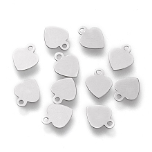 Honeyhandy Non-Tarnish 304 Stainless Steel Charms, Laser Cut, Stamping Blank Tag, Heart, Stainless Steel Color, 7.5x6.5x0.2mm, Hole: 1mm