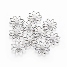 Honeyhandy 201 Stainless Steel Links connectors, Flower, Stainless Steel Color, 15.5x1mm