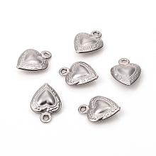 Honeyhandy 304 Stainless Steel Charms, Heart, Stainless Steel Color, 12x8.5x3.5mm, Hole: 1mm