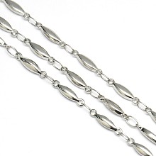 Honeyhandy Stainless Steel Decorative Rice Link Chains, Unwelded, Stainless Steel Color, 11x2.5x2mm