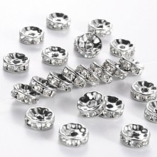 Honeyhandy Disc 316 Surgical Stainless Steel Spacer Beads, with Rhinestone, Stainless Steel Color, 10x4mm, Hole: 2mm