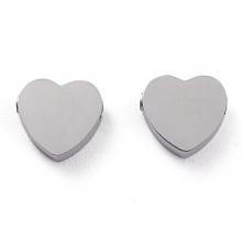 Honeyhandy 304 Stainless Steel Beads, Heart, Stainless Steel Color, 8.5x9.2x3mm, Hole: 1.8mm