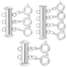 Unicraftale 3Pcs 3 Styles 304 Stainless Steel Slide Lock Clasps, with Spring Ring Clasps, Necklace Layering Clasps, Multi-Strand, for Jewelry Making, Stainless Steel Color, 21x15~24.5x7mm, Hole: 1.5mm, 1pc/style