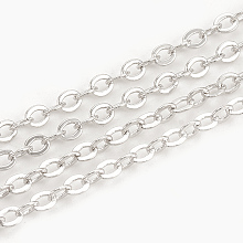 Honeyhandy Brass Cable Chains, Soldered, Flat Oval, Real Platinum Plated, 2.5x2x0.2mm