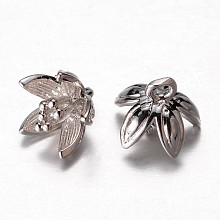 Honeyhandy Brass Charms, Flower, Platinum, 8x9mm, Hole: 1.5mm