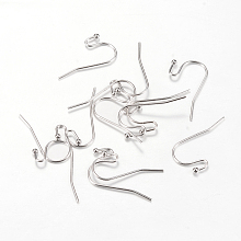 Honeyhandy Brass Earring Hooks, Nickel Free, Real Platinum Plated, 21x2mm