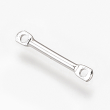 Honeyhandy Brass Bar Links connectors, Nickel Free, Real Platinum Plated, Column, 25x2x1mm, Hole: 1mm