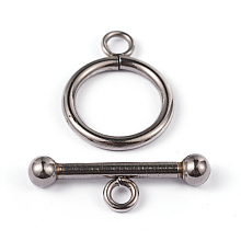 Honeyhandy 304 Stainless Steel Ring Toggle Clasps, Stainless Steel Color, Ring: 21x16x2mm, Bar: 25x8x4mm, Hole: 3mm