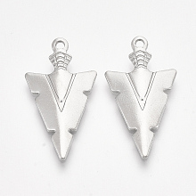 Honeyhandy 201 Stainless Steel Pointed Pendants, Arrow, Stainless Steel Color, 28.5x15.5x2.5mm, Hole: 1.6mm